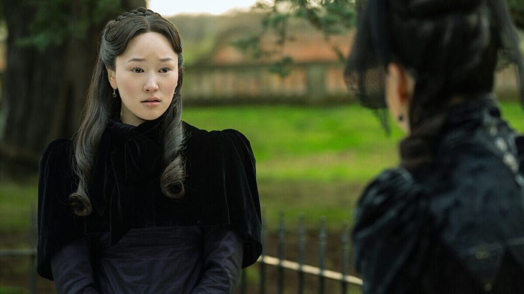 Sophie Baek played by Yerin Ha as the mysterious ward in Bridgerton Season 4 emotional scene