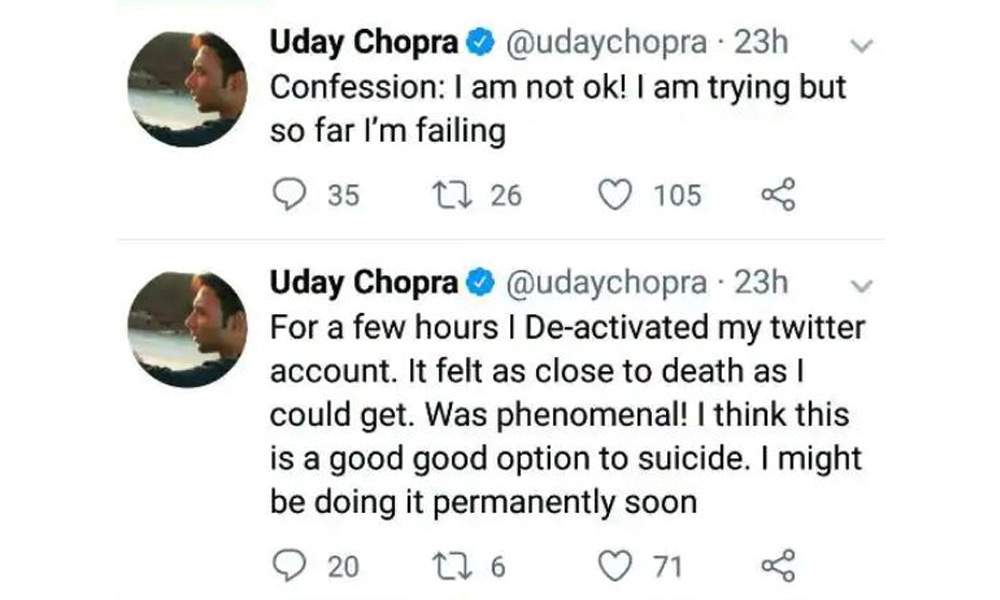 uday chopra suicidal tweet