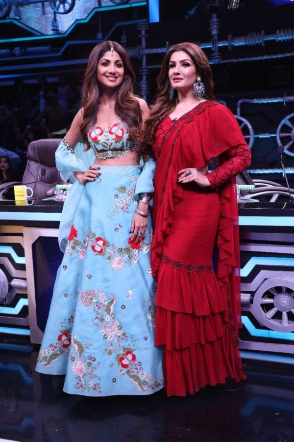 Judge and Shilpa Shetty with Guest Judge Raveena Tandon on the sets of Super Dancer Chapter 3