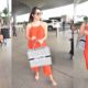 Kiara Advani in tangerine co-ords at the airport