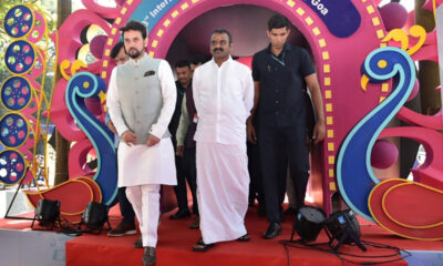 Union-Minister-Anurag-Singh-Thakur-and-Union-Minister-of-State-Dr.L.-Murugan-arriving-at-the-Red-Carpet-for-Opening-Film-of-IFFI-53-Alma-Oskar