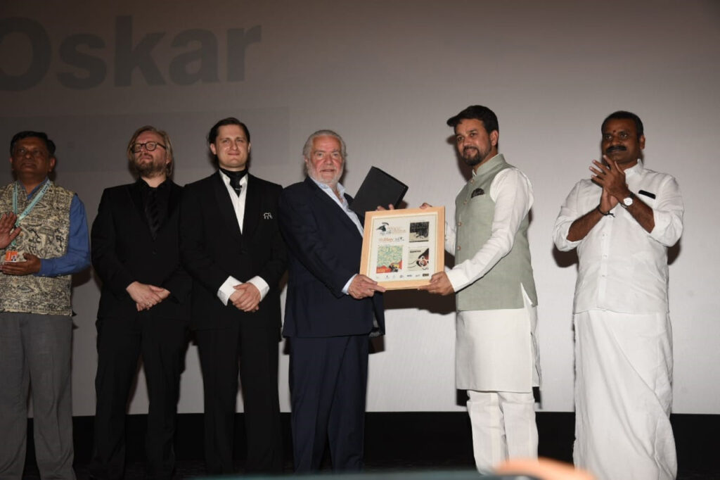Union-Minister-Shri-Anurag-Singh-Thakur-felicitating-Director-of-Austrian-Film-Alma-Oskar-Dieter-Berner