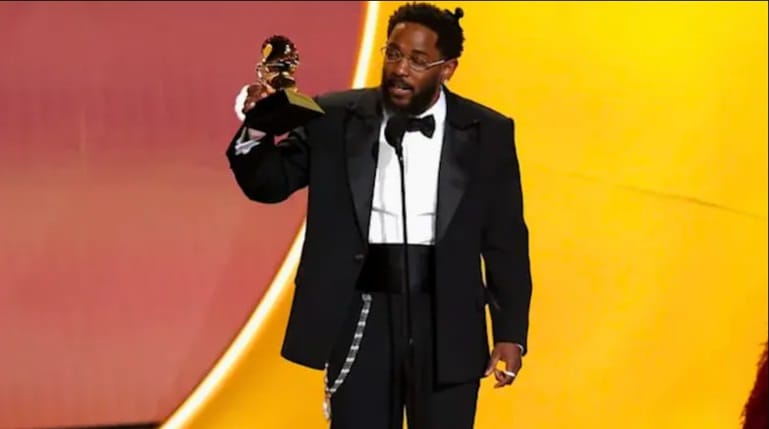 Kendrick Lamar performing live on stage