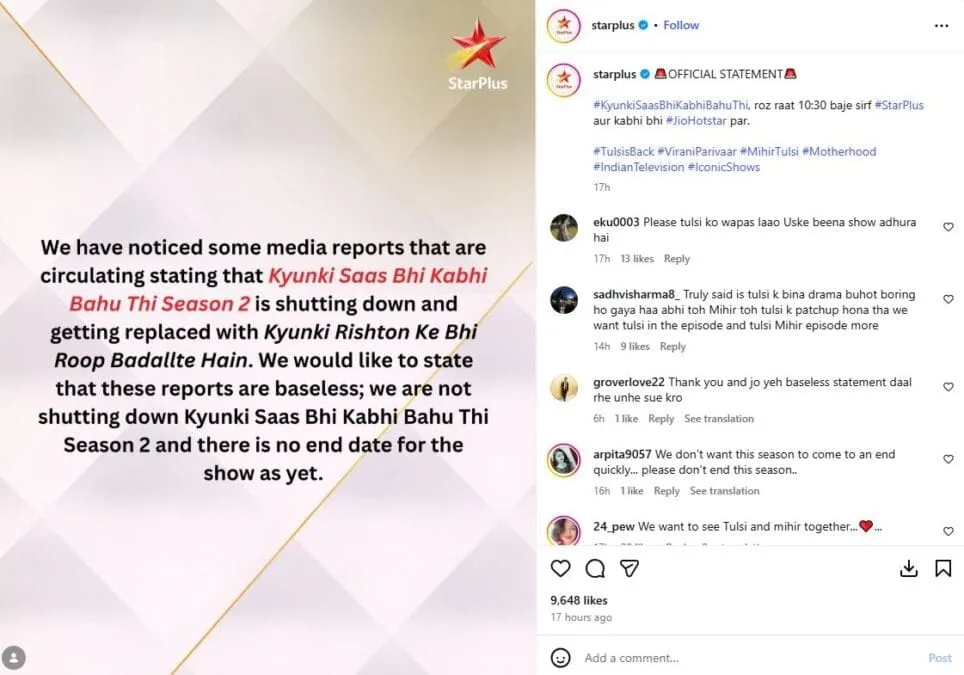 Kyunki Saas Bhi Kabhi Bahu Thi 2 Not Shutting Down Confirms Makers