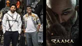 Allu Arjun in a bald look for Raaka movie poster Allu Arjun Atlee Raaka First Look