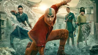 Gordon Cormier as Aang and Miya Cech as Toph in Avatar Season 2