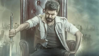 Thalapathy Vijay intense look from Jana Nayagan movie scene